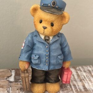 Cherished Teddies Lloyd Blue and Tan Bear with Suitcases